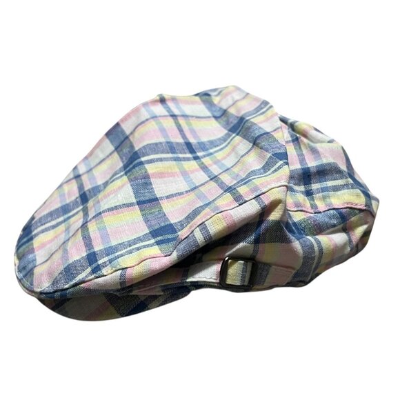 Janie & Jack Plaid Easter Newsboy Beanie Hat Sz 2T - 3 Boys Blue Pink Yellow - Picture 1 of 6